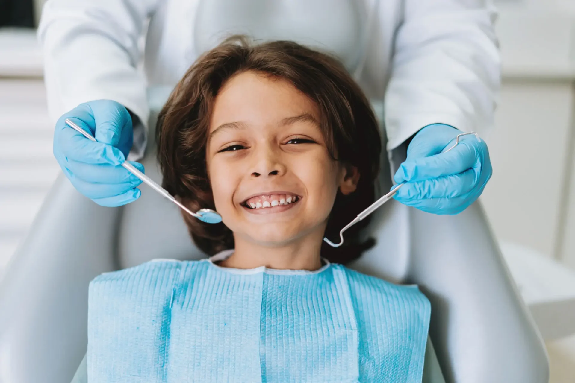 Smiling child during dental checkup